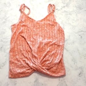 Fame crop top tie front, pink and white